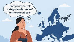 une pilote de drone qui se demande quel drone utiliser et dans quelle catégorie européenne